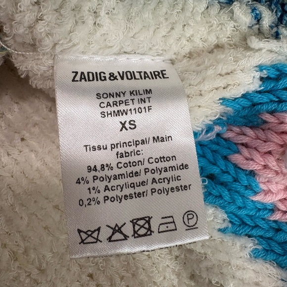 Zadig & Voltaire Sonny Kilim Carpet Intarsia Multicolor Sweater Size XS - Picture 9 of 11
